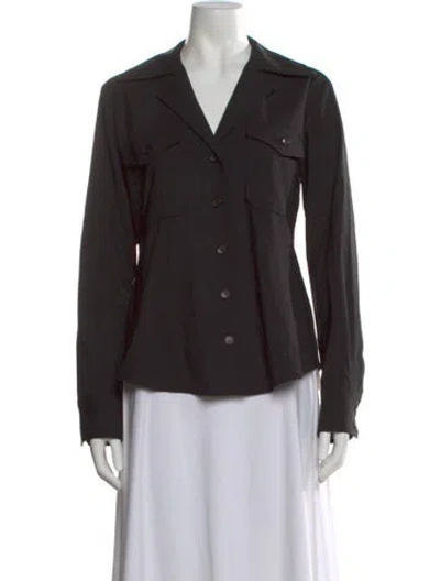 Pre-owned A.l.c Wool V-neck Button-up Top In Black