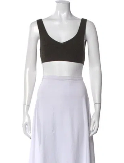 Pre-owned A.l.c Wool V-neck Crop Top In Black