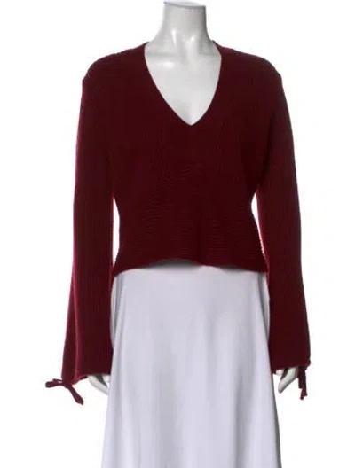 Pre-owned A.l.c Wool V-neck Sweater In Burgundy