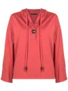 Alcaçuz Drawstring-hood Button-placket Shirt In Red