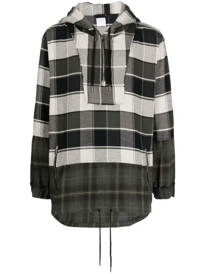 Alchemist Check-print Long-sleeve Hoodie In Black Check