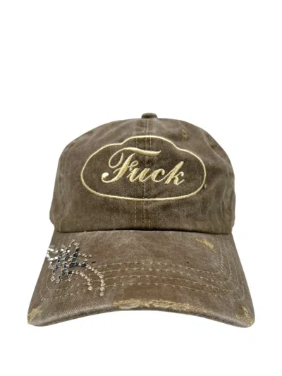 Alchemist Embroidery Crystal Hat In Green