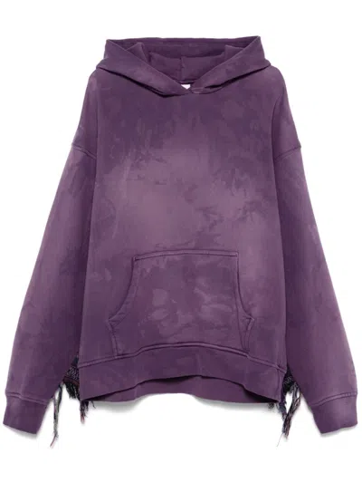 Alchemist Fringed Hoodie In Plum Purple