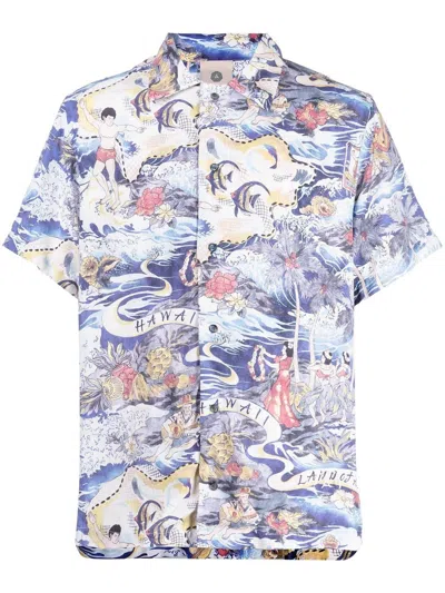 Alchemist Graphic-print Cotton Shirt In Blue