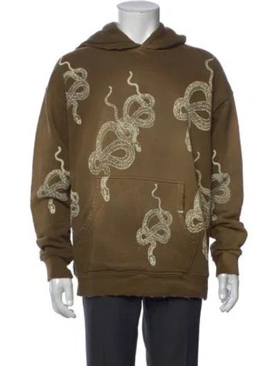 Pre-owned Alchemist Graphic Print Crew Neck Hoodie In Brown