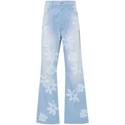 Alchemist Floral-print Canvas Trousers In Blue