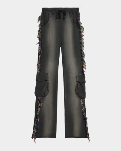 Alchemist Men & Apos;s Cotton Know U Rider Fringed Cargo Sweatpants In Black