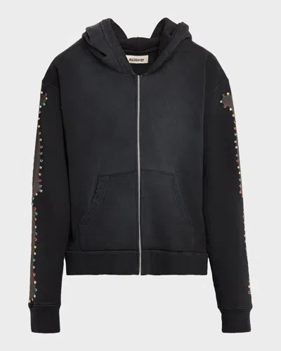 Alchemist Men & Apos;s Rhinestone-embellished Bones Zip-up Hoodie In Black