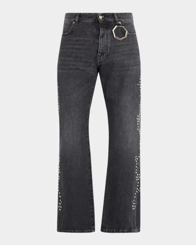 Alchemist Studded Bell-bottom Jeans In Gray