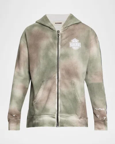 Alchemist Men's Rider Cotton Logo-embroidered Full-zip Hoodie In Brown