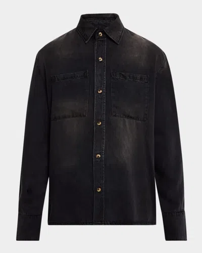 Alchemist Men's Titan Denim Button-down Shirt In Faded Black