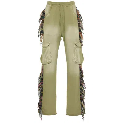 Alchemist Fringed Cotton Track Pants In Green