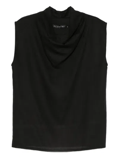 Alchemy Cowl-neck Sleeveless Top In Black