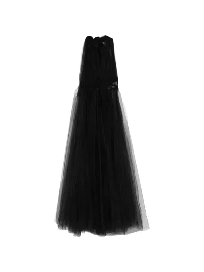 Alchemy Halterneck Tulle Maxi Dress In Black