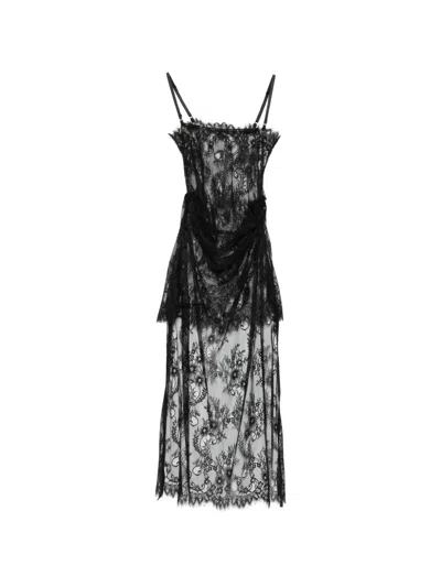 Alchemy Lace-overlay Draped Dress In Black