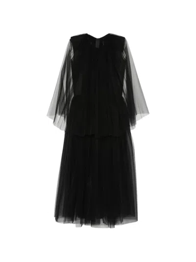 Alchemy Tulle-layered Flared Dress In Black