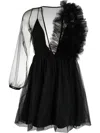 Alchemy X Lia Aram Asymmetric Mesh Minidress In Black