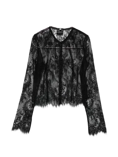 Alchemy X Lia Aram Floral-lace Button-up Blouse In Black
