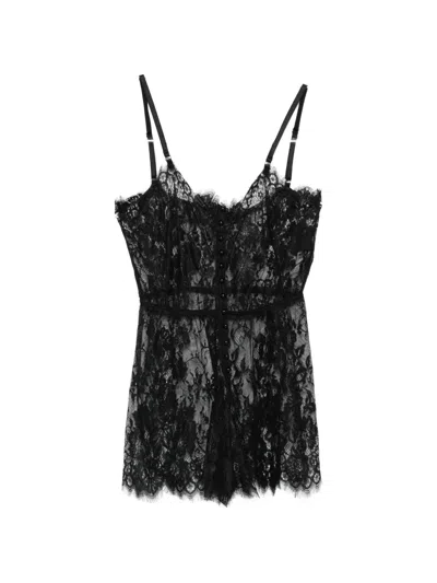 Alchemy X Lia Aram Lace Button-front Playsuit In Black