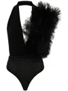 Alchemy X Lia Aram Tulle-ruffle Bodysuit In Black
