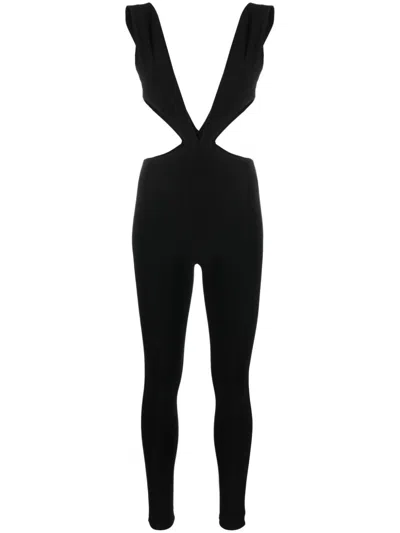Alchemy X Lia Aram V-neck Cut-out Jumpsuit In Black