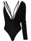 Alchemy X Lia Aram V-neck Strapped Bodysuit In Black