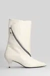 Alchimia High Heels Ankle Boots In Beige Leather In White