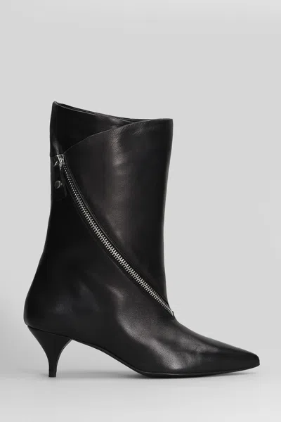 ALCHIMIA HIGH HEELS ANKLE BOOTS IN BLACK LEATHER