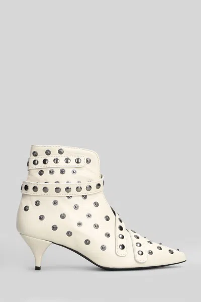 Alchimia High Heels Ankle Boots In White Leather