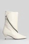 Alchimia High Heels Ankle Boots In Beige Leather In White