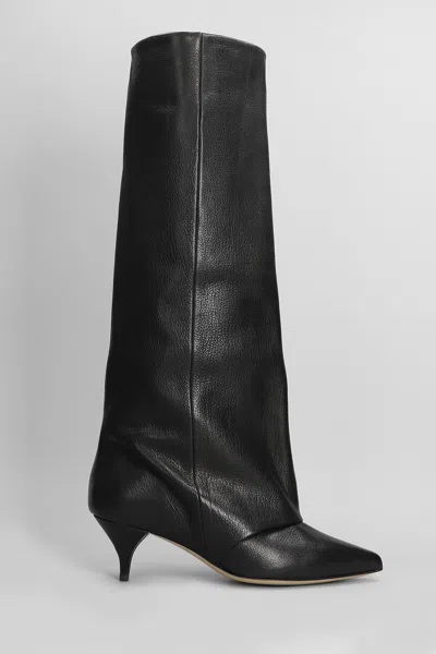 ALCHIMIA HIGH HEELS BOOTS IN BLACK LEATHER