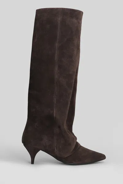 ALCHIMIA HIGH HEELS BOOTS IN BROWN SUEDE