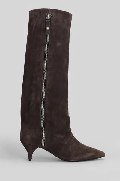 ALCHIMIA HIGH HEELS BOOTS IN BROWN SUEDE