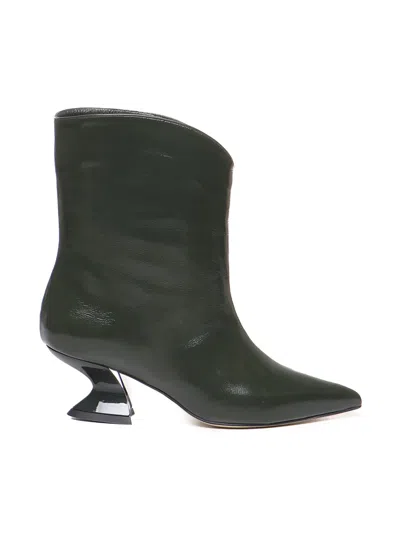 Alchimia Leather Ankle Boot With Low Heel In Green