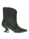 Alchimia Leather Ankle Boot With Low Heel In Green