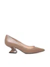 Alchimia Leather Pumps With Wide Heel In Nude