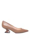 Alchimia Leather Pumps With Wide Heel In Nude & Neutrals