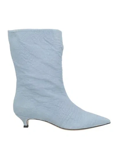 Alchimia Napoli Woman Ankle Boots Sky Blue Size 6 Leather