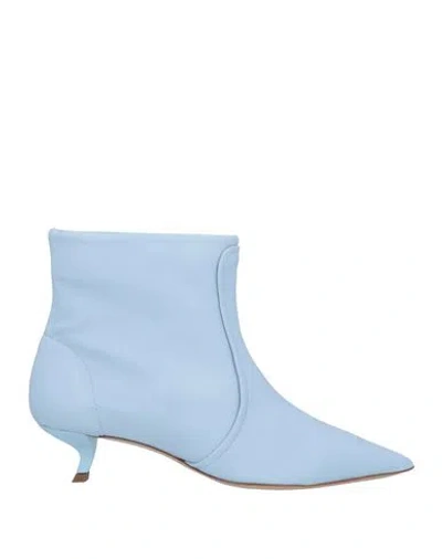 Alchimia Napoli Woman Ankle Boots Sky Blue Size 9 Leather