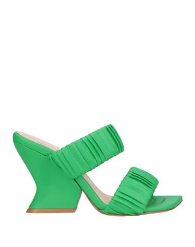 Alchimia Napoli Woman Sandals Green Size 8 Textile Fibers