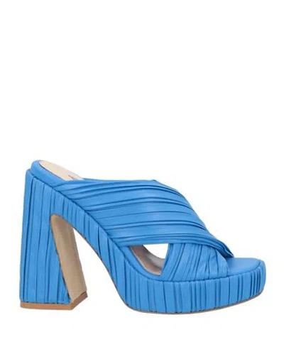 Alchimia Napoli Woman Sandals Light Blue Size 8 Textile Fibers