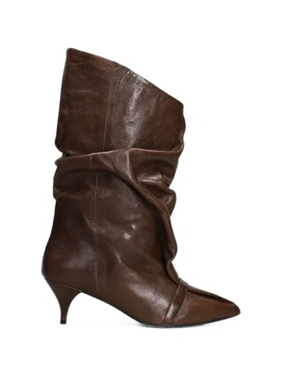 Alchimia Slouchy Pointed-toe Boots In Brown