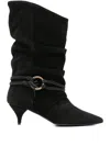 Alchimia Suede Ruched Ankle Boots In Black