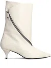 Alchimia High Heels Ankle Boots In Beige Leather In White
