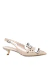 Alchimista Patent Leather Pumps With Studs In Nude & Neutrals