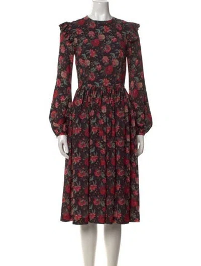 Pre-owned Alcoolique Floral Print Midi Length Dress In Multi