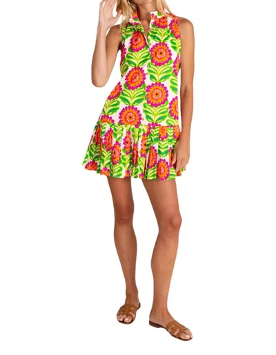 Alden Adair Bella Dress In White Sunflower In Multi