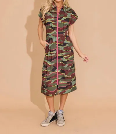 Alden Adair Belle Midi Dress In Neon Camo In Animal Print