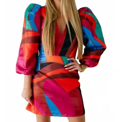 Alden Adair Bidgette Mini Dress In Pism In Multi