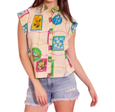 Alden Adair Birkin Top In Postcard In Multi